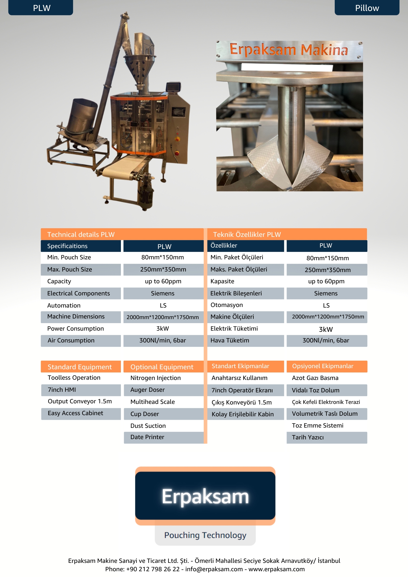 Erpak-PLW Full Automatic Vertical Form Filling and Packaging Machine